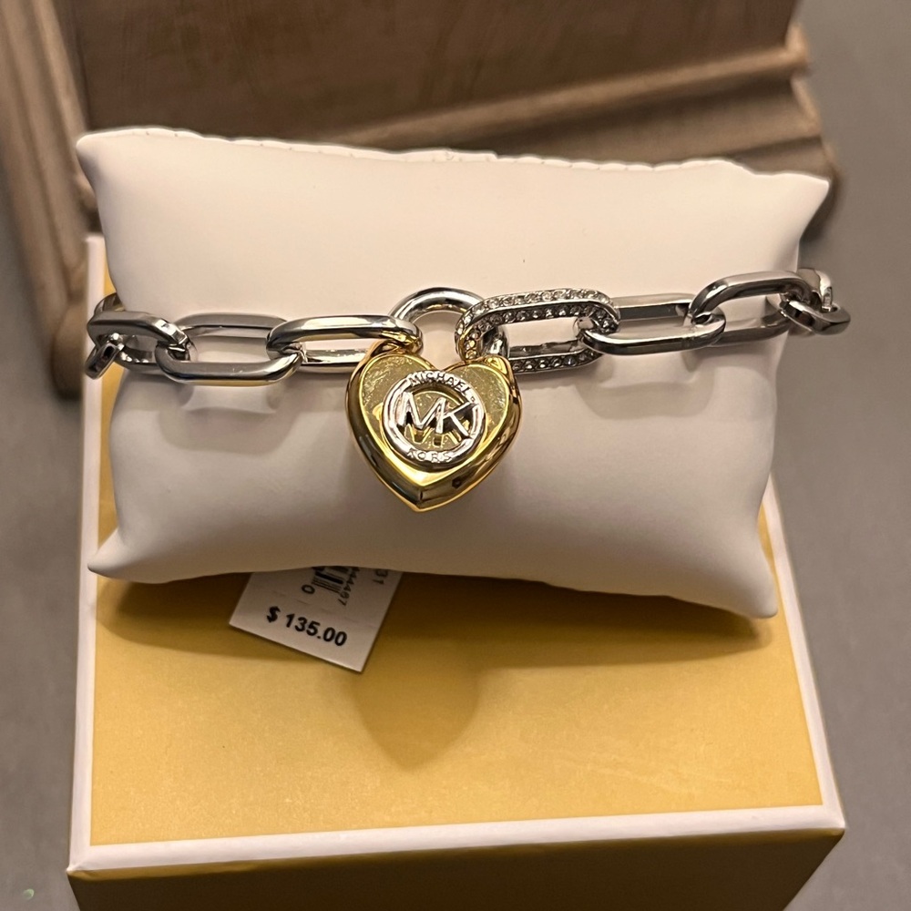 Michael Kors Two-Tone Heart Charm Bracelet